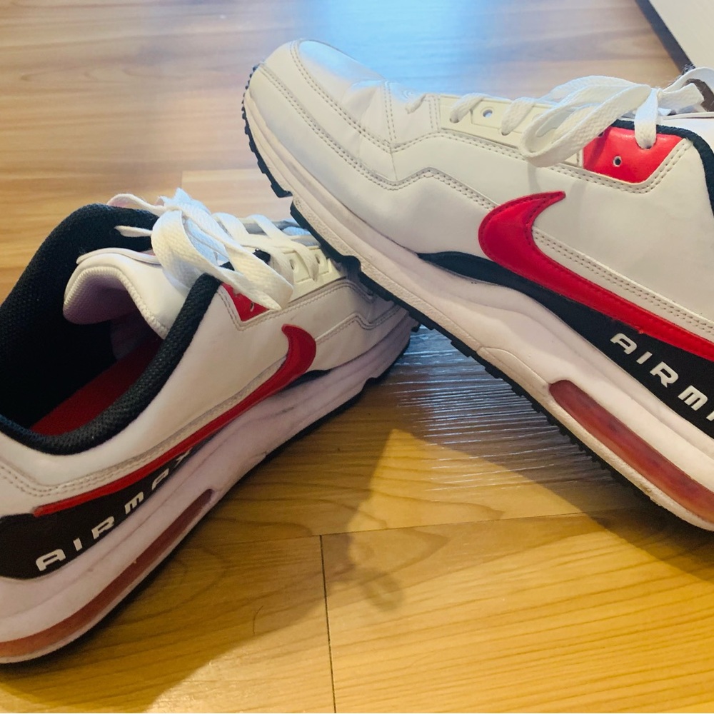 Nike Air Max White and Red Athletic Shoes